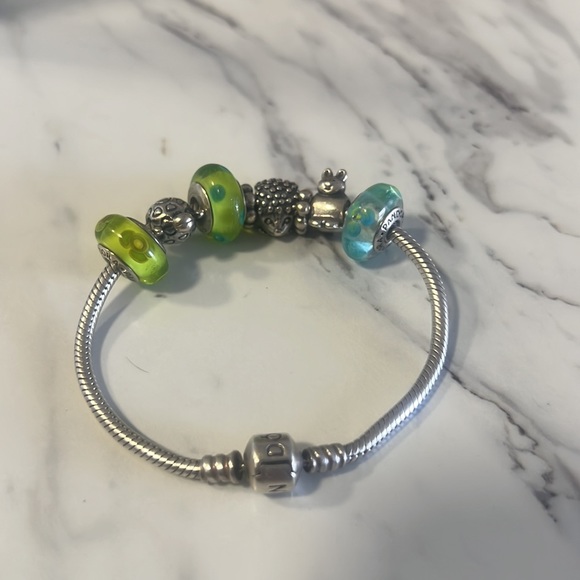 tortoise,porcupine,bunny, green and blue flower charms, one green dotted charm - Picture 2 of 2